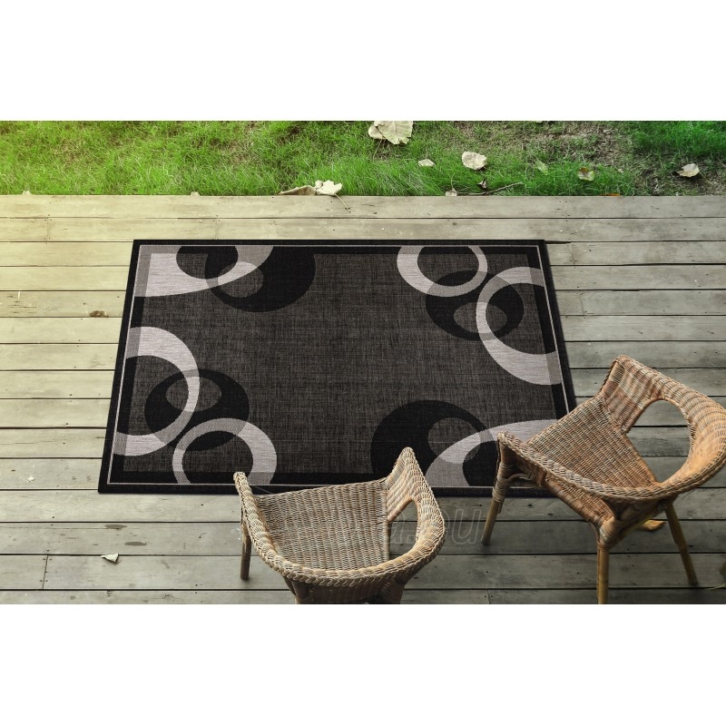 Juodas sizalio kilimas su pilkais raštais FLOORLUX | 60x110 cm paveikslėlis 4 iš 17