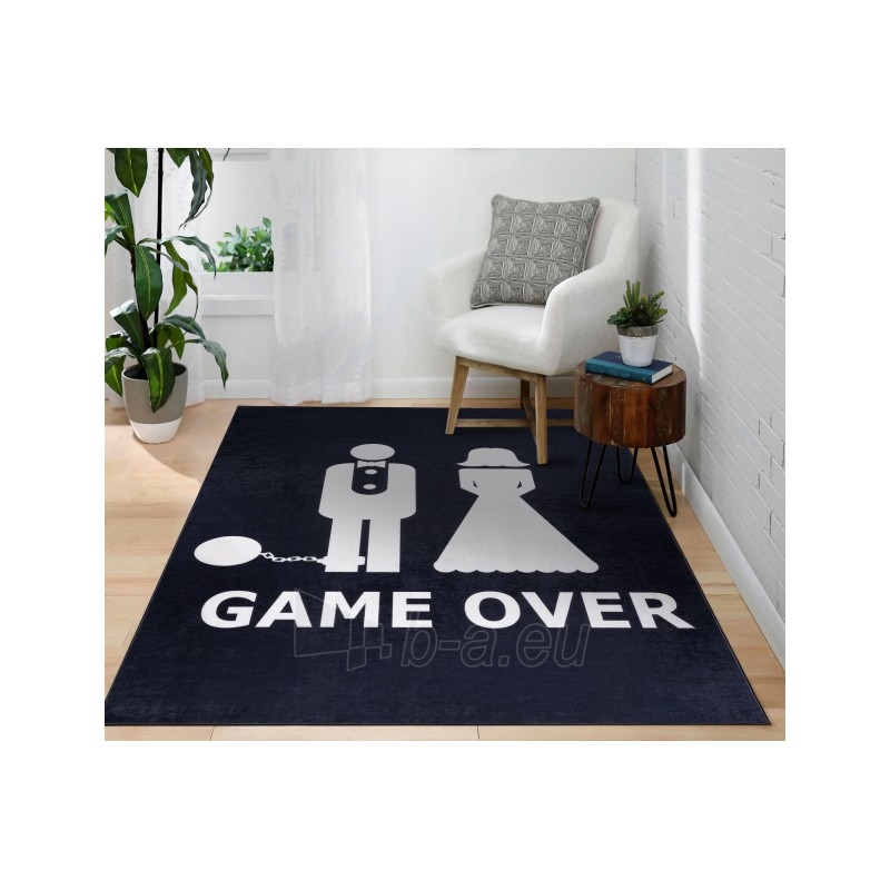 Juodos spalvos kilimas BAMBINO Game over | 120x170 cm paveikslėlis 4 iš 16