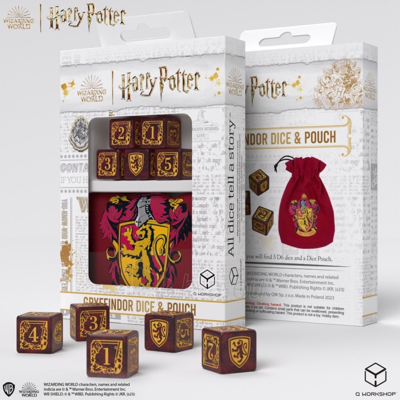 Kauliukų ir maišelio rinkinys Harry Potter. Gryffindor Dice & Pouch paveikslėlis 1 iš 5