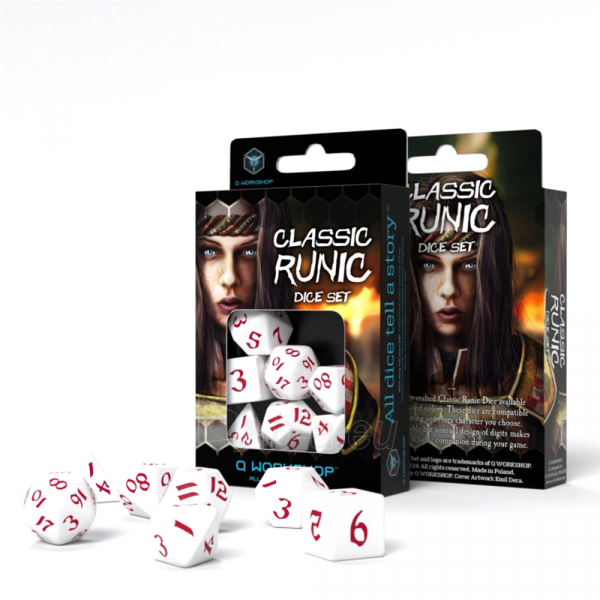 Kauliukų rinkinys Classic Runic (baltos ir raudonos sp.) paveikslėlis 3 iš 3