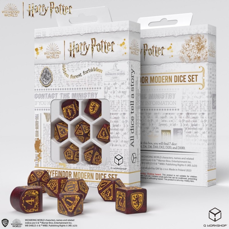 Kauliukų rinkinys Harry Potter. Gryffindor Modern Dice (raudonos sp.) paveikslėlis 1 iš 6