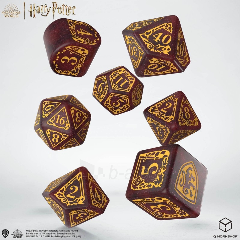 Kauliukų rinkinys Harry Potter. Gryffindor Modern Dice (raudonos sp.) paveikslėlis 2 iš 6