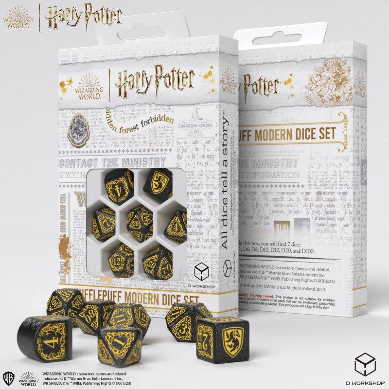 Kauliukų rinkinys Harry Potter. Hufflepuff Modern Dice (juodos sp.) paveikslėlis 1 iš 8