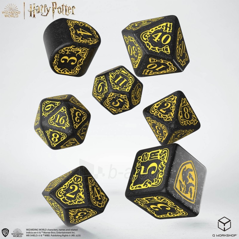 Kauliukų rinkinys Harry Potter. Hufflepuff Modern Dice (juodos sp.) paveikslėlis 5 iš 8