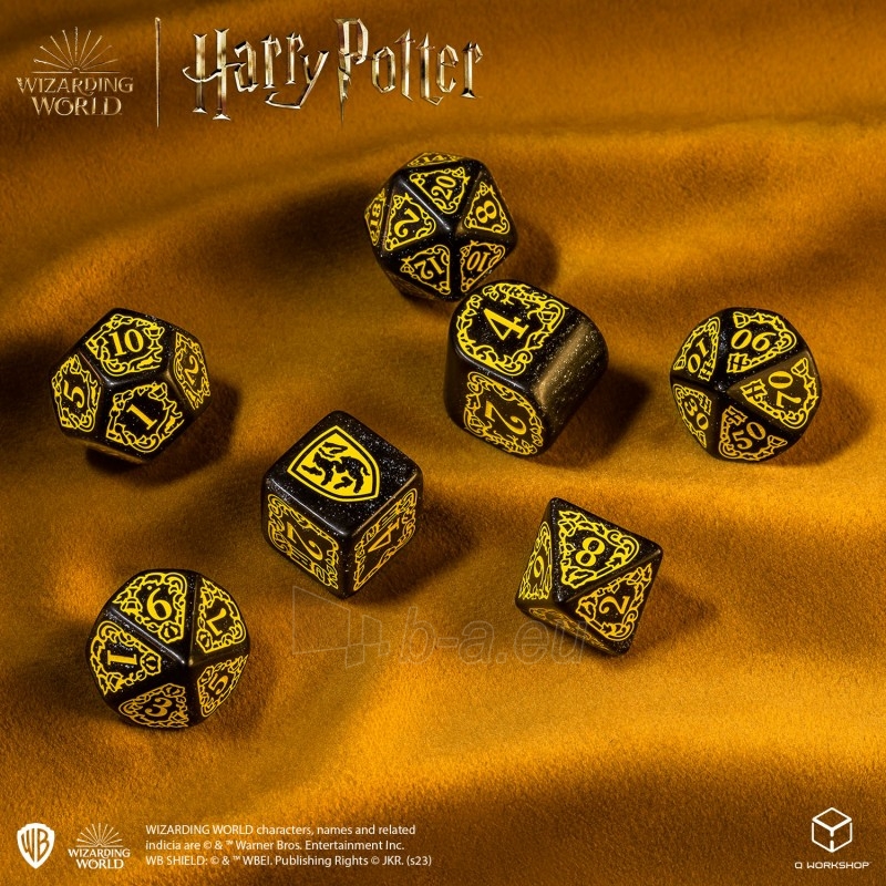 Kauliukų rinkinys Harry Potter. Hufflepuff Modern Dice (juodos sp.) paveikslėlis 7 iš 8