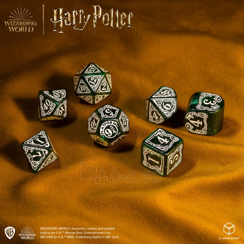Kauliukų rinkinys Harry Potter. Slytherin Modern Dice (žalios sp.) paveikslėlis 7 iš 9