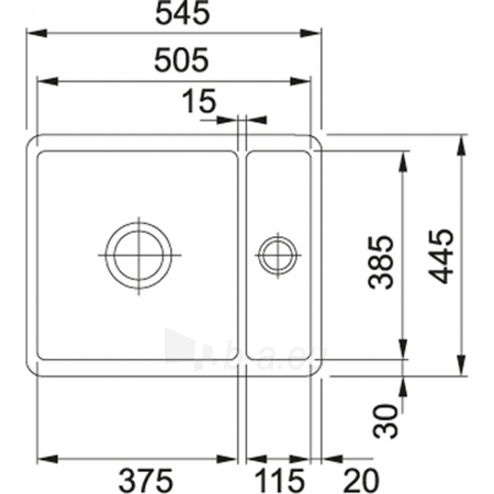 Keraminė plautuvė Franke Kubus, KBK 160, Glacier paveikslėlis 3 iš 3