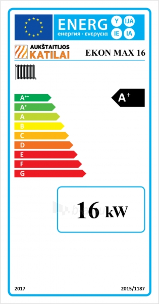 Kieto kuro katilas EKON-MAX+E, apatinio degimo, 16kW, su orapūte, valdikliu ir dūmų temperatūros davikliu paveikslėlis 2 iš 5