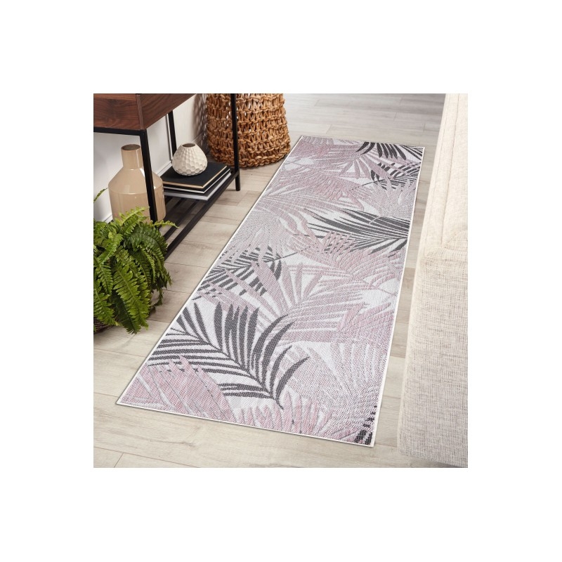 Kiliminis takelis su rožiniais akcentais SISAL SION Palmių lapai | 60x250 cm paveikslėlis 4 iš 16