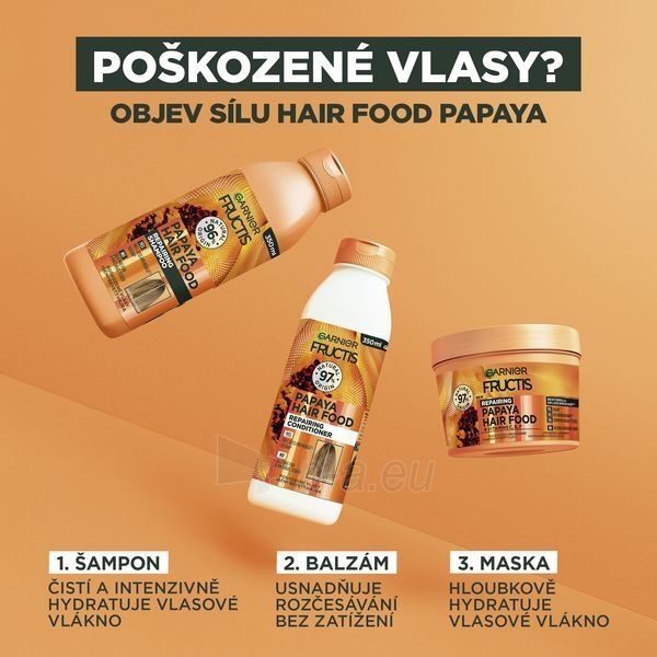 Kondicionierius pažeistiems plaukams Garnier Fructis Hair Food (Papaya Repairing Conditioner) 350 ml paveikslėlis 4 iš 5