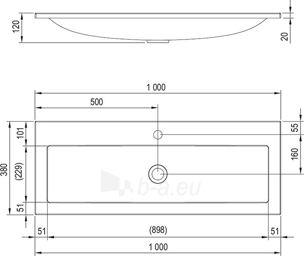 Lietas praustuvas Ravak Clear, 100 cm paveikslėlis 10 iš 10