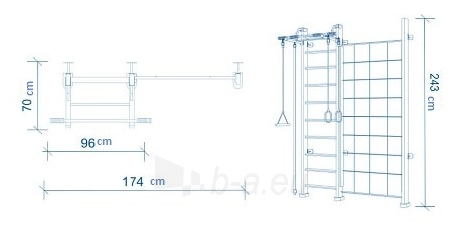 Medinė švediška gimnastikos sienelė SANRO CLIMBER natūrali, 243x174cm paveikslėlis 2 iš 2