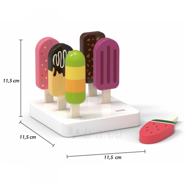 Žaislinis medinių ledų rinkinys su stovu, 6 vnt. paveikslėlis 3 iš 5
