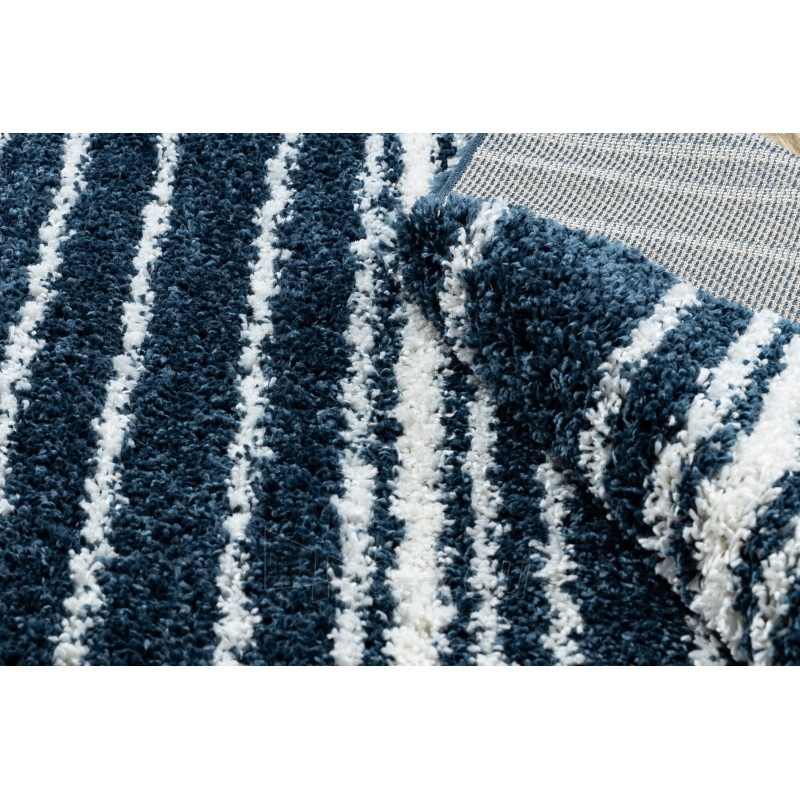 Mėlynas dryžuotas ilgo plauko kilimas UNION | 120x170 cm paveikslėlis 12 iš 16