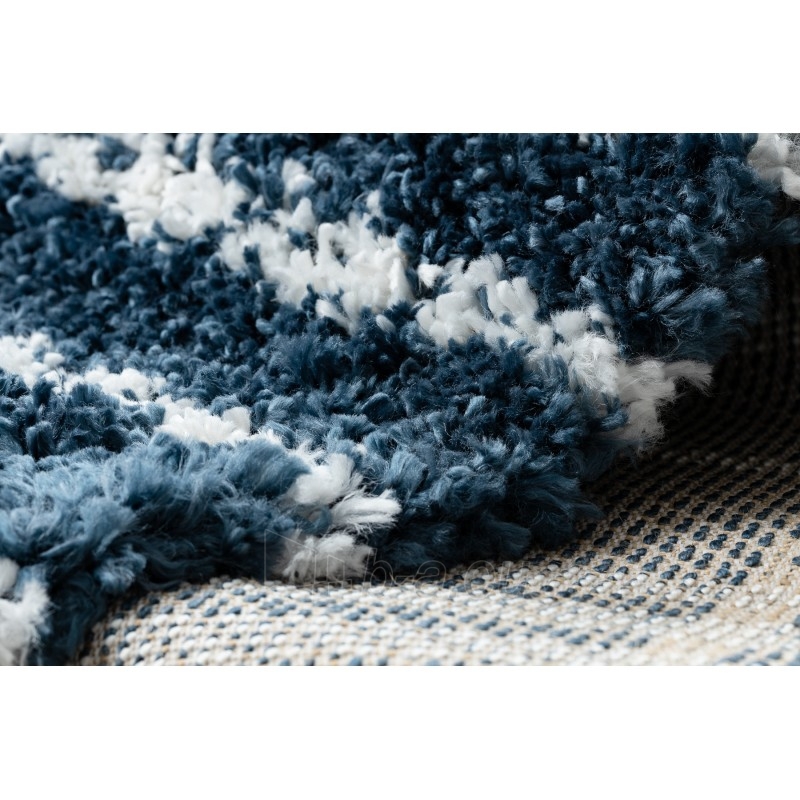 Mėlynas dryžuotas ilgo plauko kilimas UNION | 120x170 cm paveikslėlis 10 iš 16
