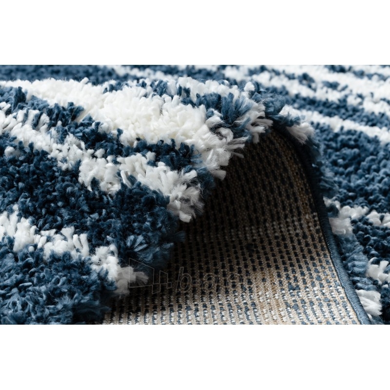 Mėlynas dryžuotas ilgo plauko kilimas UNION | 120x170 cm paveikslėlis 8 iš 16