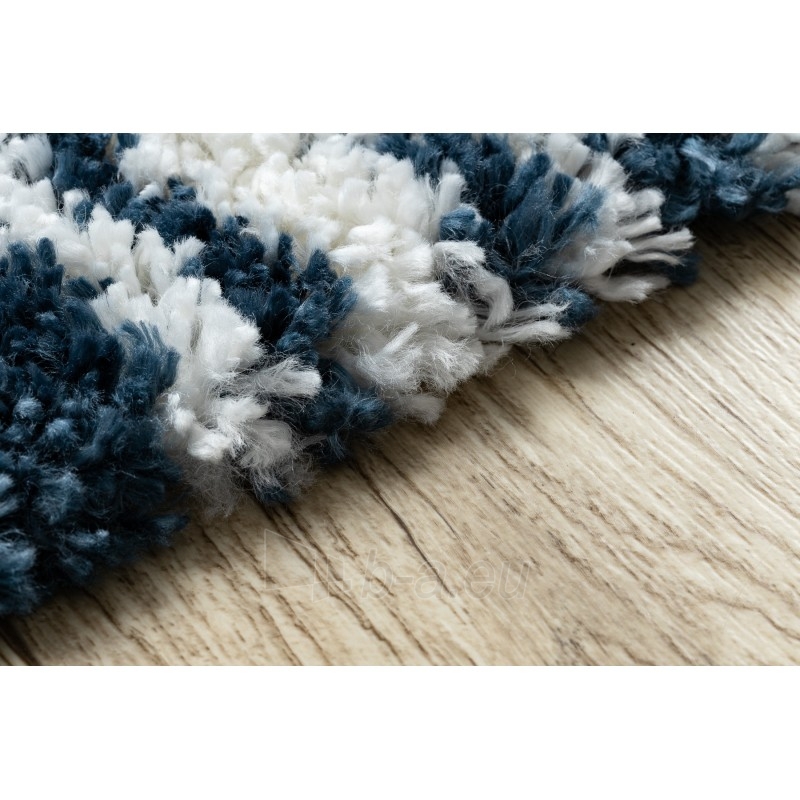 Mėlynas dryžuotas ilgo plauko kilimas UNION | 120x170 cm paveikslėlis 6 iš 16