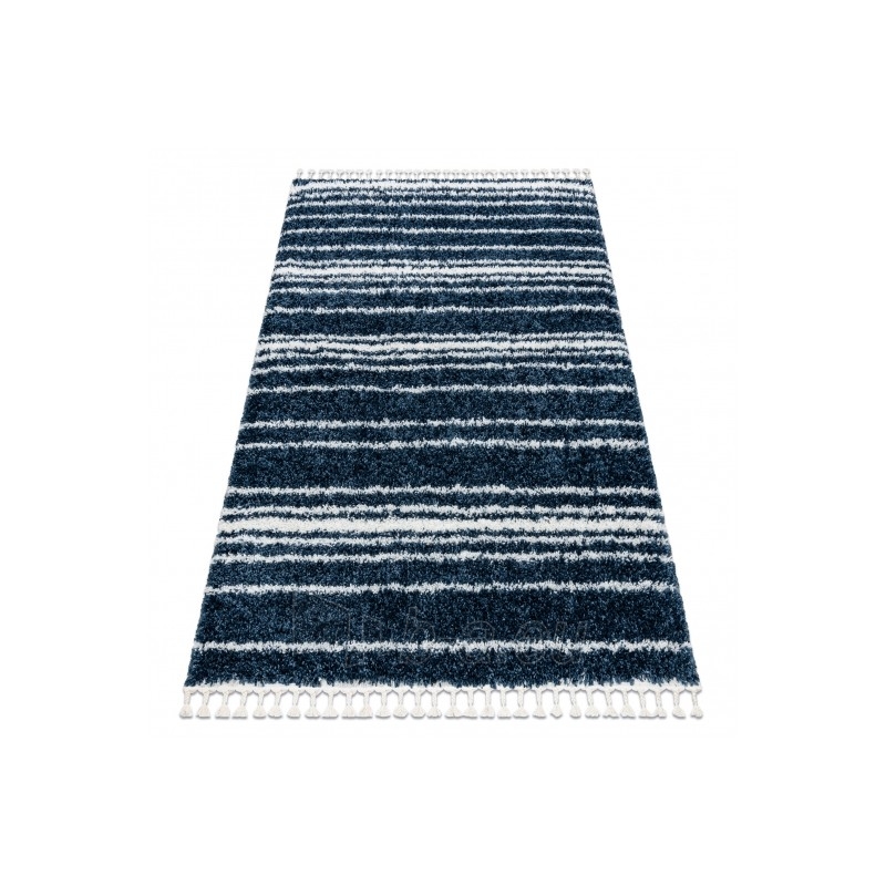 Mėlynas dryžuotas ilgo plauko kilimas UNION | 120x170 cm paveikslėlis 16 iš 16