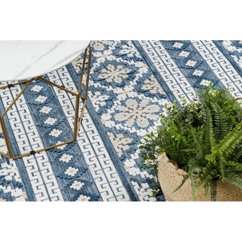 Mėlynas struktūrinis kilimas su raštais BOTANIC Boho | 78x150 cm paveikslėlis 6 iš 16