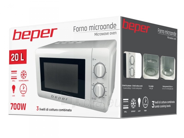 BEPER P101FOR001 20L Microwave Oven with Grill, 700 Watt