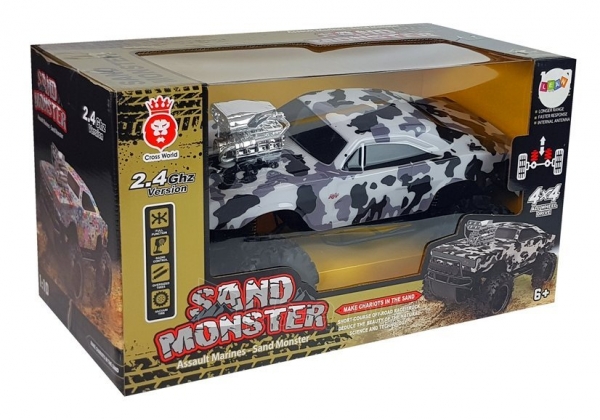 Nuotoliniu būdu valdomas automobilis Sand Monster-Camo (juodai baltas) paveikslėlis 2 iš 5