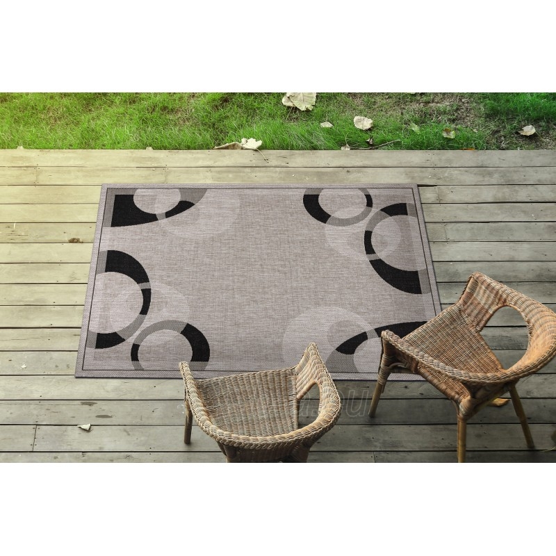 Pilkas kilimas su juodos spalvos raštais FLOORLUX | 120x170 cm paveikslėlis 4 iš 17