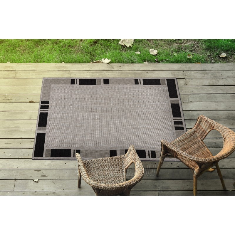 Pilkas sizalio kilimas su juoda kraštine FLOORLUX | 200x290 cm paveikslėlis 4 iš 17