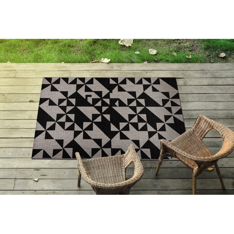 Pilkas sizalio kilimas su juodais akcentais FLOORLUX TRIKAMPIAI | 120x170 cm paveikslėlis 4 iš 17