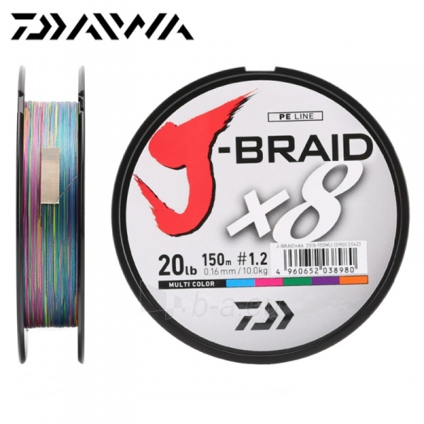 Pintas valas J-Braid x8 0.16mm 150m multi color, 0.16 mm paveikslėlis 1 iš 1