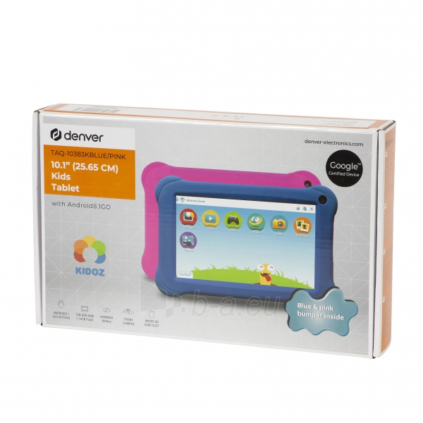 Planšetinis kompiuteris Denver TAQ-10383K 10.1/8GB/16GB/WI-FI/ANDROID8.1/Blue/Pink paveikslėlis 2 iš 2