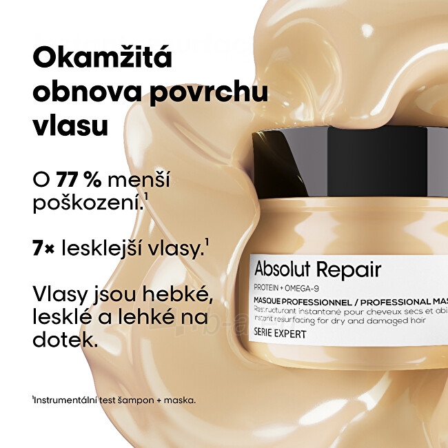 Plaukų kaukė L´Oréal Professionnel Serie Expert Absolut Repair Gold Quinoa + Protein Intensive Regenerating Mask for Damaged Hair (Instant Resurfacing Mask) - 250 ml paveikslėlis 2 iš 9