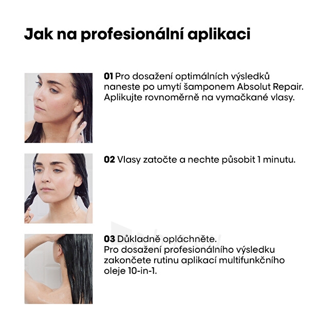 Plaukų kaukė L´Oréal Professionnel Serie Expert Absolut Repair Gold Quinoa + Protein Intensive Regenerating Mask for Damaged Hair (Instant Resurfacing Mask) - 250 ml paveikslėlis 8 iš 9