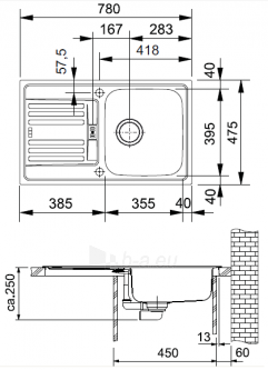 Plieninė plautuvė Franke Euroform, EFX 614-78 paveikslėlis 2 iš 3