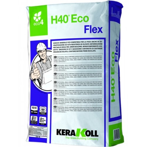 Plytelių klijai H40 Eco Flex (Balti), 25 kg (prailgintu darbiniu laiku) paveikslėlis 1 iš 1