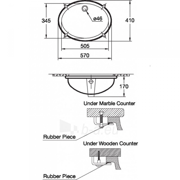 Praustuvas IDEAL STANDARD Oval Vasque 57 paveikslėlis 5 iš 5