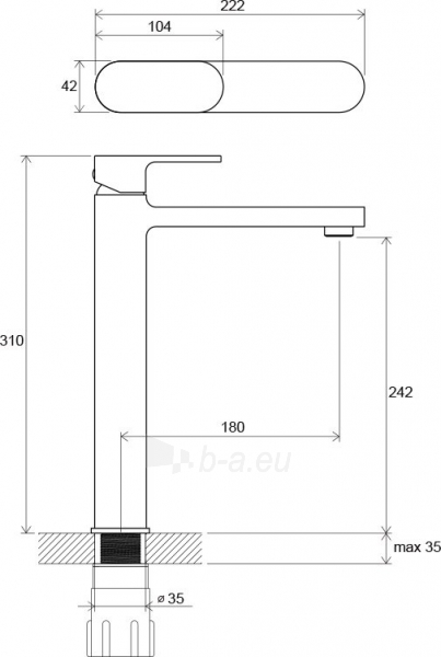 Praustuvo maišytuvas Ravak Chrome, CR 015.00 aukštas paveikslėlis 5 iš 5