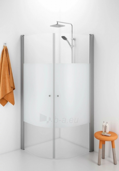 Pusapvalė dušo kabina IDO Showerama 10-4 80X80, dalinai matinis stiklas paveikslėlis 1 iš 5