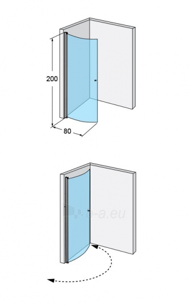 Pusapvalė dušo sienelė IDO Showerama 10-41 800, dalinai matinis stiklas paveikslėlis 6 iš 6