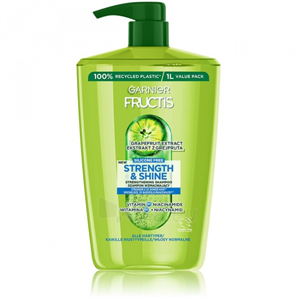 Šampūnas Garnier Strengthening shampoo for all hair types without shine and strength Fructis Strength & Shine ( Strength ening Shampoo) - 1000 ml paveikslėlis 1 iš 8