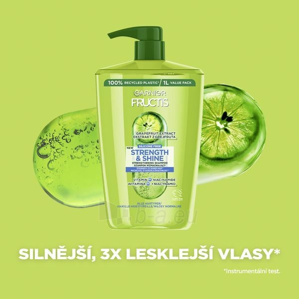 Šampūnas Garnier Strengthening shampoo for all hair types without shine and strength Fructis Strength & Shine ( Strength ening Shampoo) - 1000 ml paveikslėlis 7 iš 8