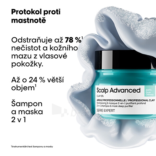 Šampūnas L´Oréal Professionnel Shampoo and mask for oily scalp 2 in 1 Scalp Advanced (Anti-Oiliness 2-in-1 Clay) 250 ml paveikslėlis 9 iš 10