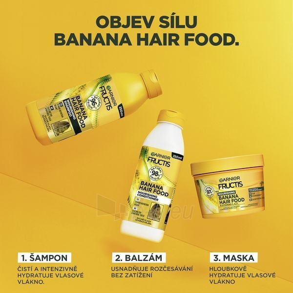 Šampūnas sausiems plaukams Garnier Fructis Hair Food (Banana Nourishing) 350 ml paveikslėlis 3 iš 5