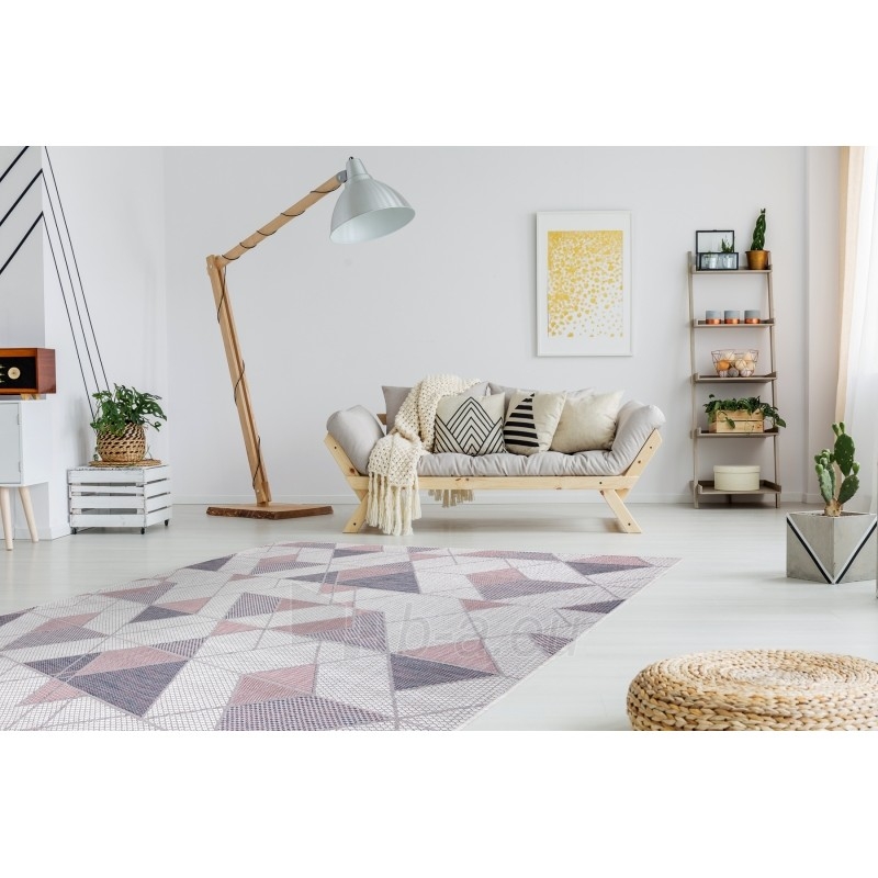 Sizalio kilimas su rožinės spalvos efektais SION Trikampiai | 80x150 cm paveikslėlis 4 iš 16