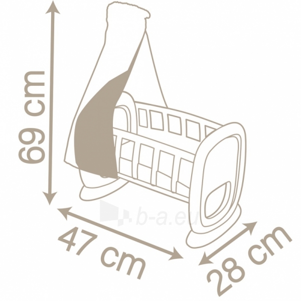 Smoby lėlės lopšys su stogeliu paveikslėlis 3 iš 8