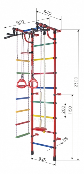 Sporto kompleksas (gimnastikos sienelė) RAINBOW balta-juoda, 230x52,5cm paveikslėlis 2 iš 2