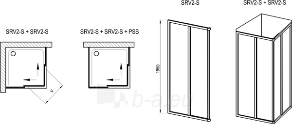 Stačiakampės dušo kabinos sienelė Ravak Supernova, SRV2-80 195 S, satinas+stiklas Grape paveikslėlis 3 iš 3