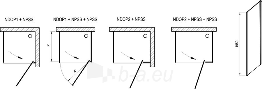 Stacionari sienelė Ravak Nexty, NPSS-100 blizgi+Transparent paveikslėlis 2 iš 3