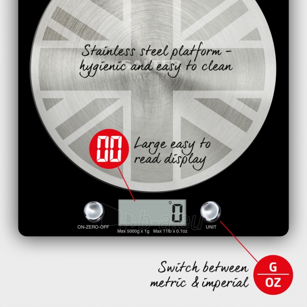 Svarstyklės Salter 1036 UJBKDR Great British Disc Digital Kitchen Scale paveikslėlis 7 iš 10