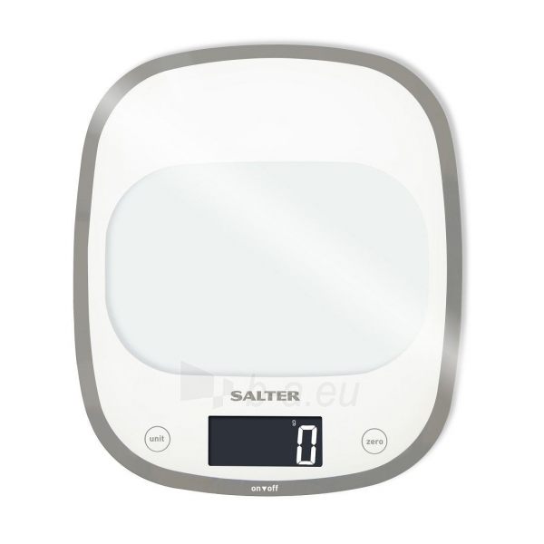 Svarstyklės Salter 1050 WHDR White Curve Glass Electronic Digital Kitchen Scales paveikslėlis 2 iš 4