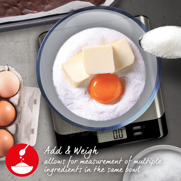 Svarstyklės Salter 1052A SSBKDR Arc Pro Stainless Steel Digital Kitchen Scale paveikslėlis 3 iš 6